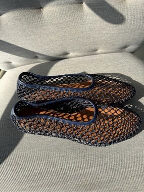Staud ALBA BALLET FLAT NAVY NETTING 38.5 New